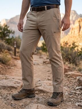 Copper & Oak Mens Tech Utility Pants 38x30 Tan Straight Fit Stretch Cargo